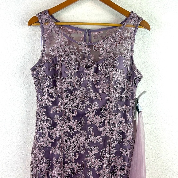 NWT Alex Evening sequin sleeveless mermaid lavender with chiffon shawl 8 - Picture 4 of 9